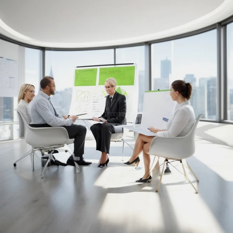 Leader presenting to a small executive group